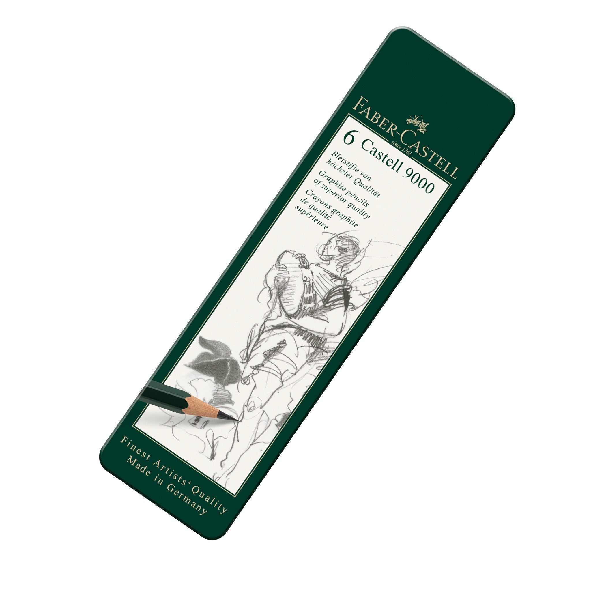 Estuche 6 ecolápices de grafito Castell 9000. Faber-Castell