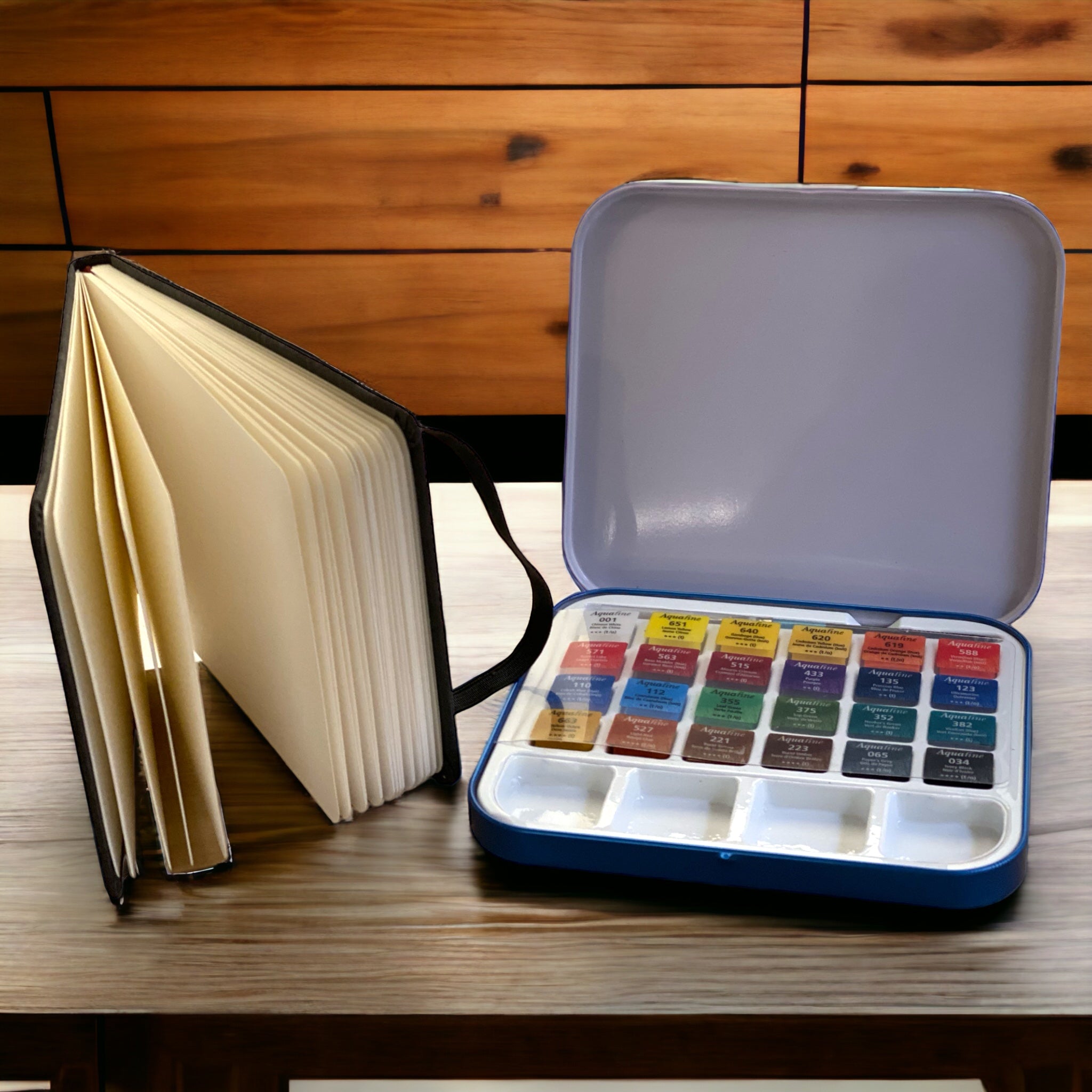 Juego de acuarelas Aquafine + cuaderno Hahnemühle