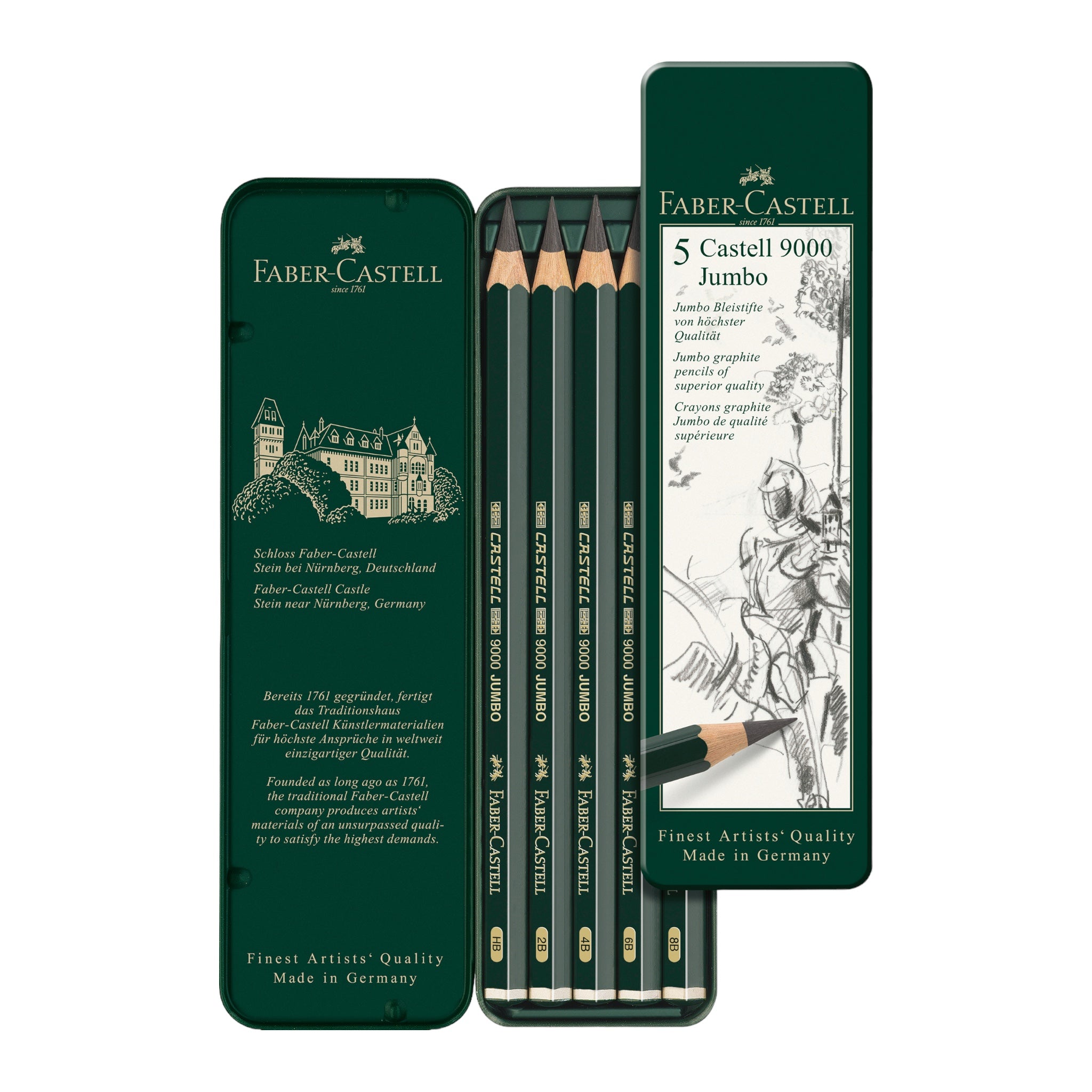 Estuche 5 ecolápices de grafito 9000 Jumbo. Faber-Castell