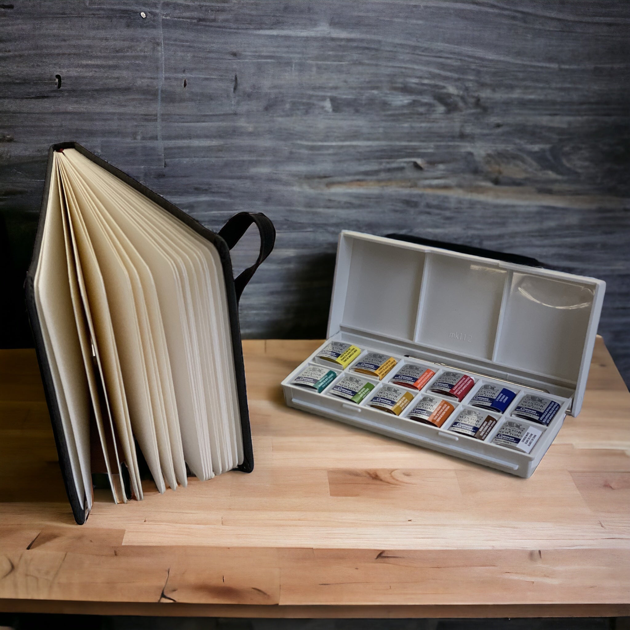 Juego de acuarelas Winsor & Newton + cuaderno Hahnemühle