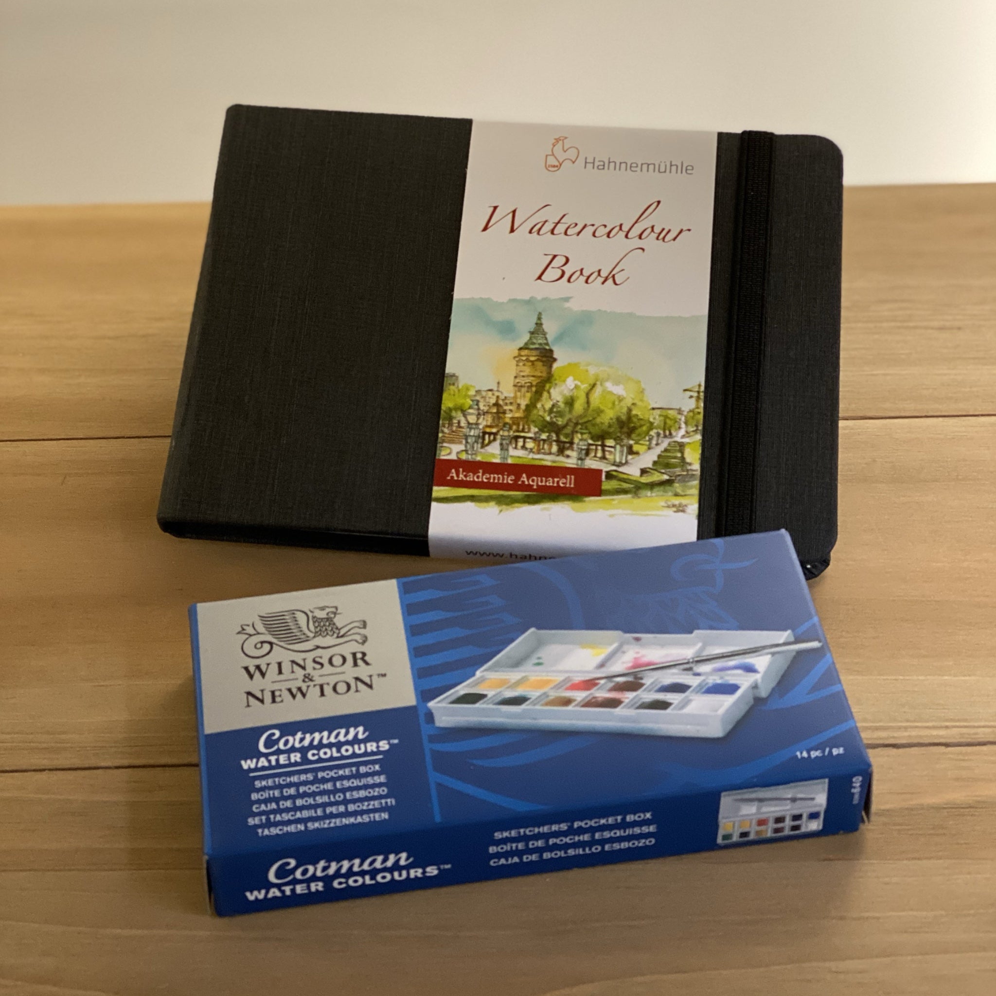 Juego de acuarelas Winsor & Newton + cuaderno Hahnemühle