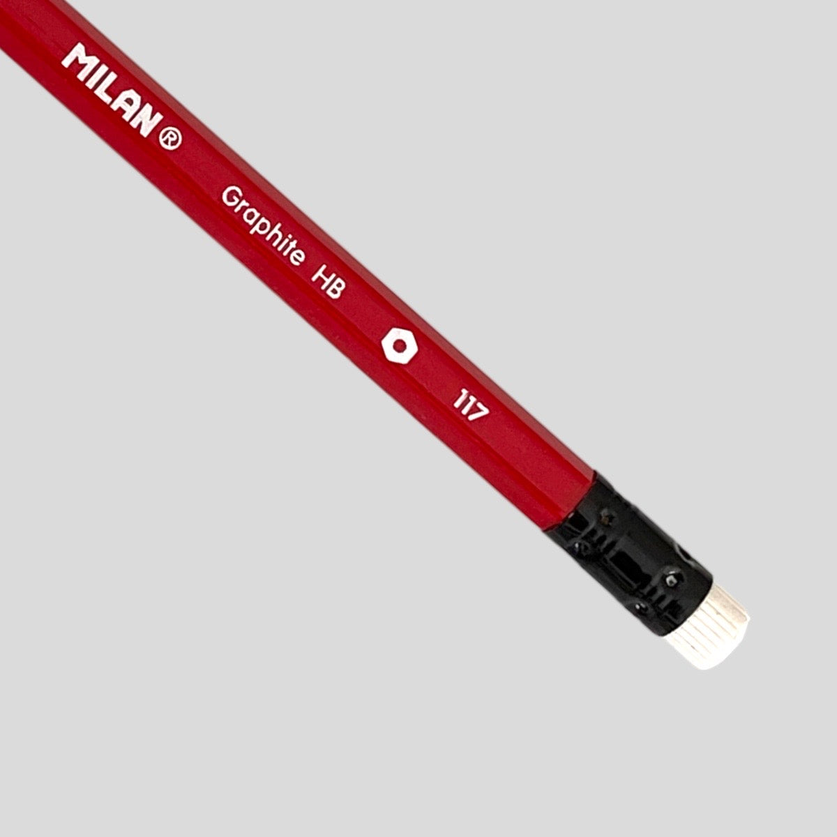 Lápiz Hexagonal 117. HB con goma. Milan