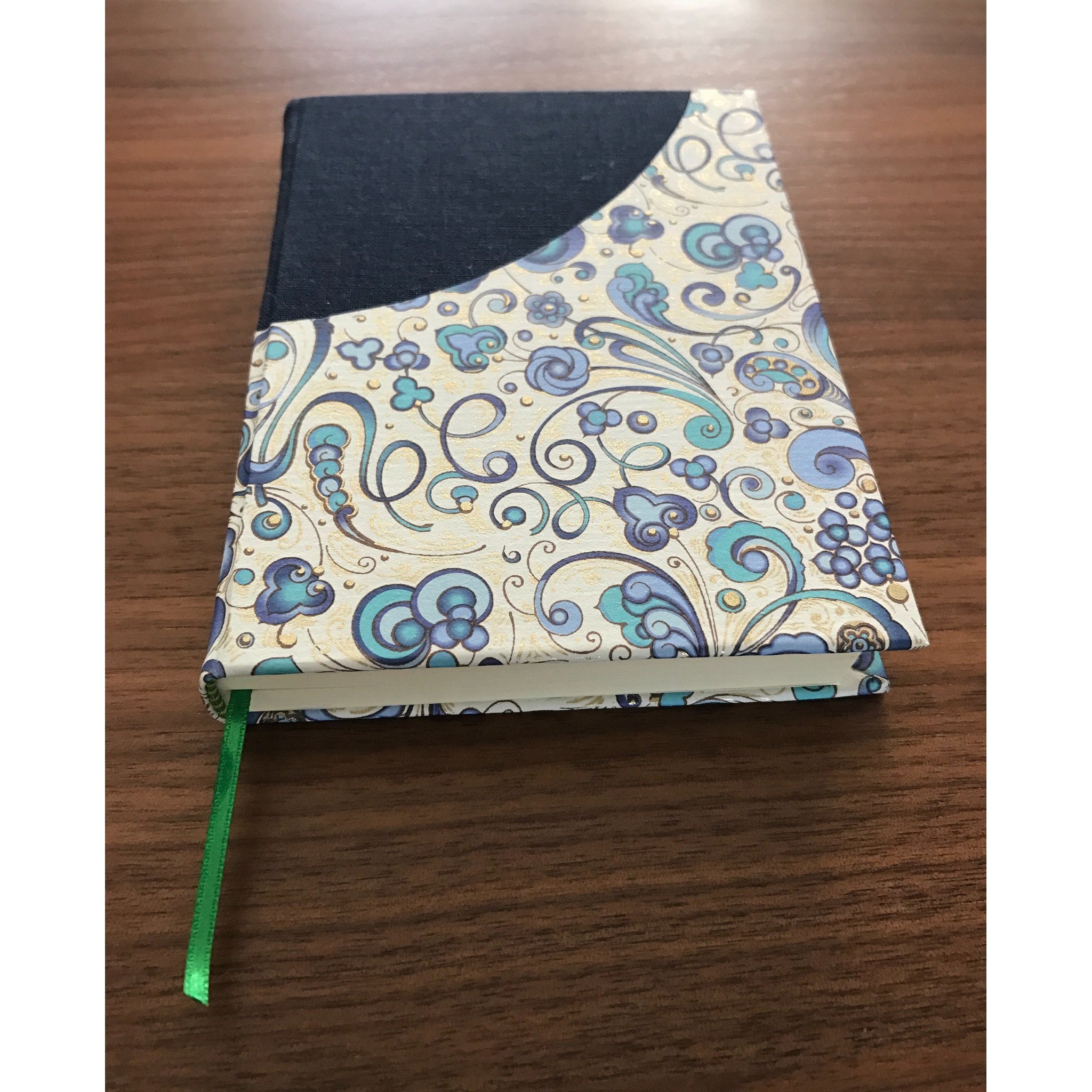 Cuaderno en papel Italiano & tela azul - Black Sheep Handmade